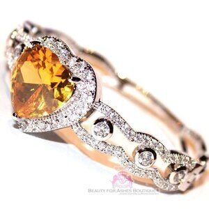 Canary Yellow Cubic Zirconia Heart Love Valentine Cuff Choose Joy Cz Bracelet